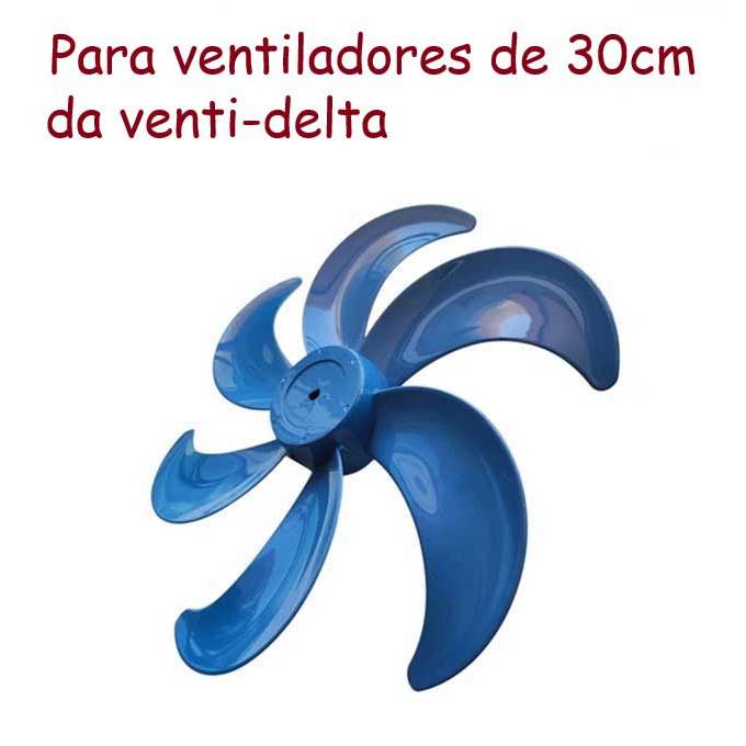 HÉLICE para o Ventilador VENTI-DELTA 30CM 6 PÁS - AZUL - EIXO MEIA-LUA  (adaptável)