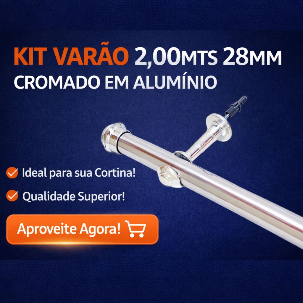 Varão Para Cortinas 2,0Mts 28mm Cromado Prateado em Oferta na Shopee