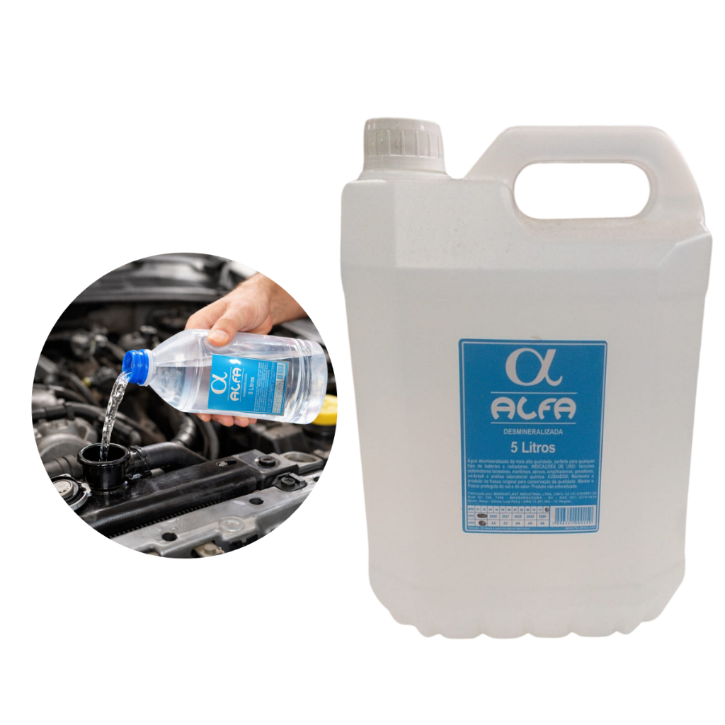 Água Desmineralizada Alfa 5 Litros Para Radiador Bateria No Break Carros Tratores Empilhadeira