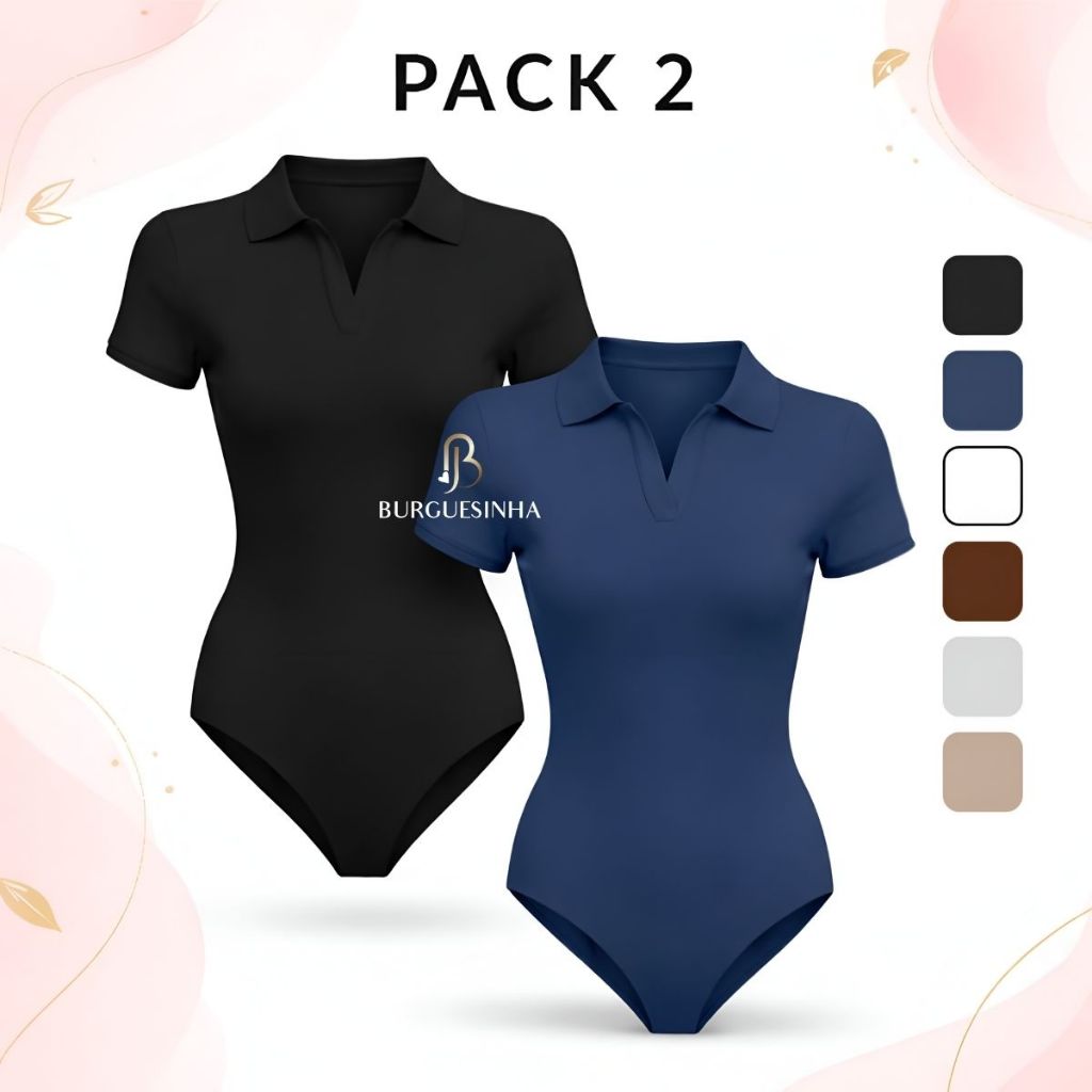 Kit 2 Body Polo Feminino Suplex Premium Duplo Modelagem Elegante Casual  Conforto Tendência 2026