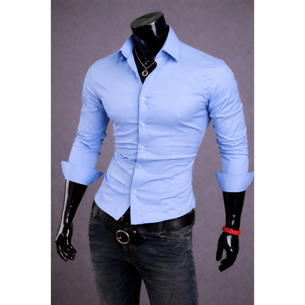 Camisa Social De Botão Masculina Manga Longa Slim Fit Luxo Varia Cores em Oferta na Shopee