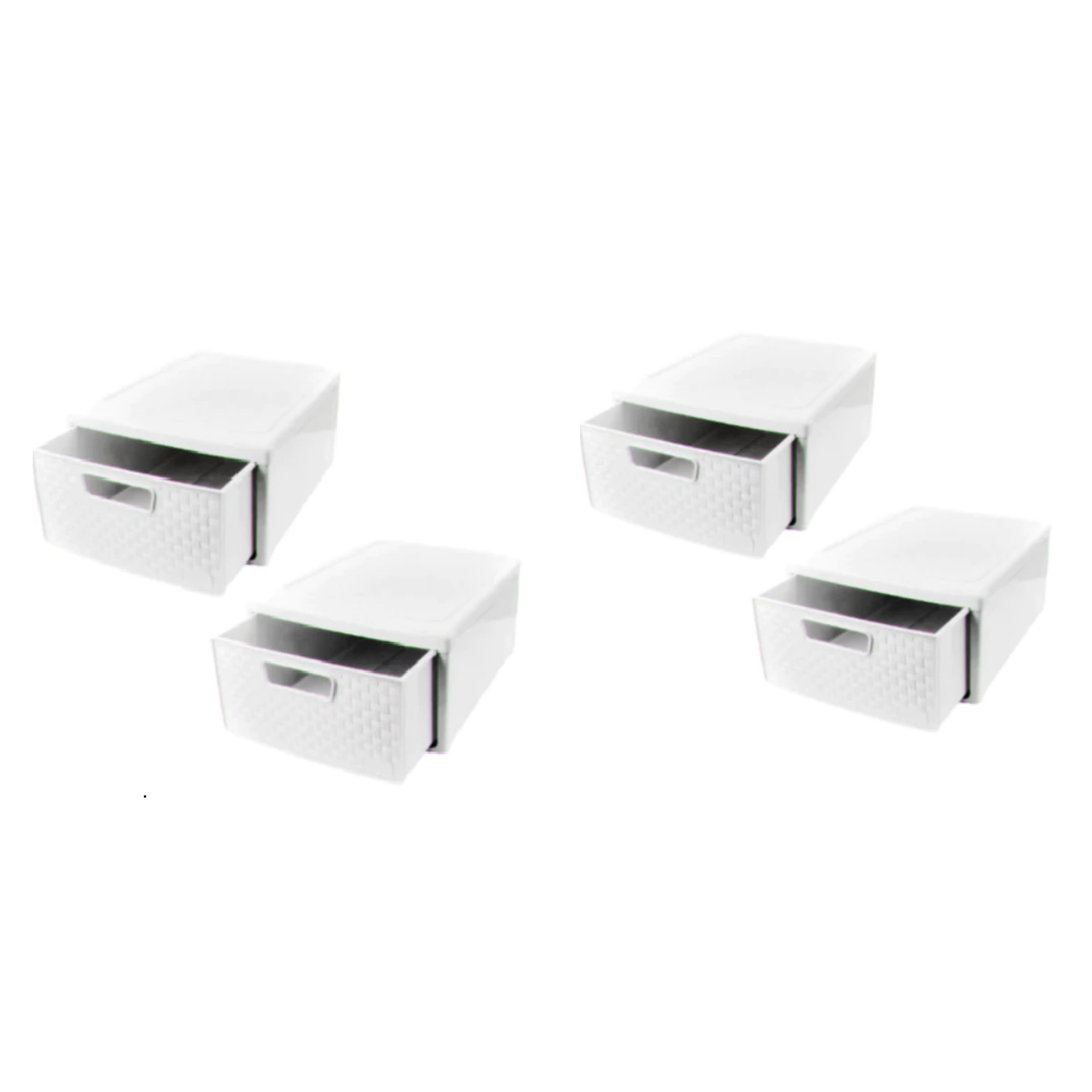 OFERTA KIT 1 2 e 4 Gaveteiro Modular Rattan Empilhável Decoração Porta calçado Branco Nitron em Oferta na Shopee