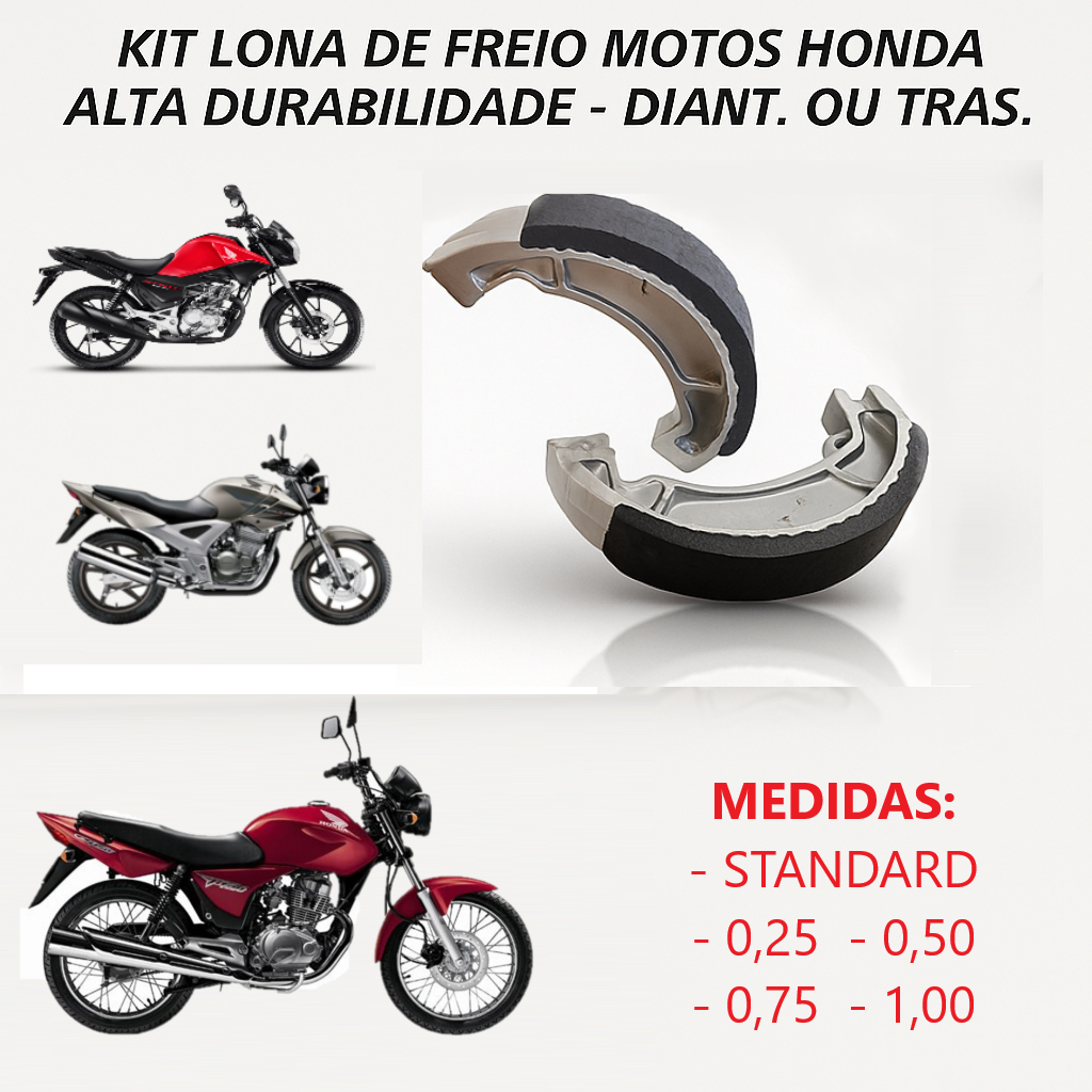 Kit Lona de Freio Patim Tambor Moto Honda Cg Start Titan Fan 125 150 160 Twist Dianteiro ou Traseiro em Oferta na Shopee