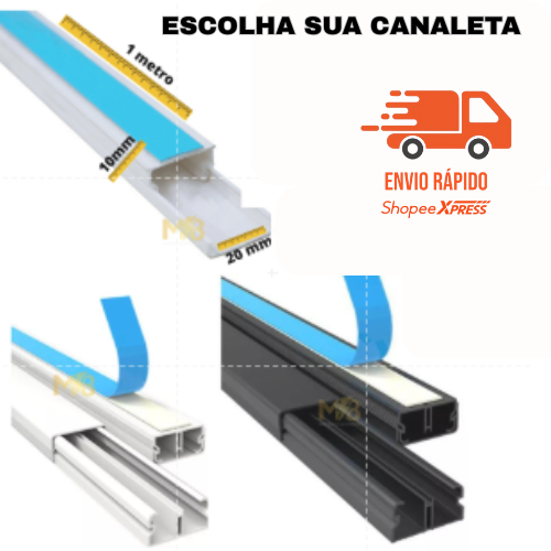 1 Metro Canaleta preta ou Branca Organizador de Fios 20x10mm Sistema X C Fita Adesiva Dupla Face  Canaleta Parede em Oferta na Shopee