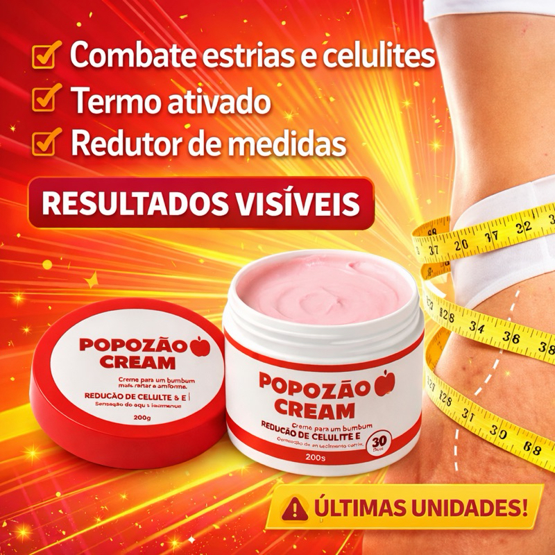Popozão Cream 200g – Creme Firmador e Anticelulite para Bumbum | Aumenta a Firmeza | Efeito Aquecimento Controlado em Oferta na Shopee