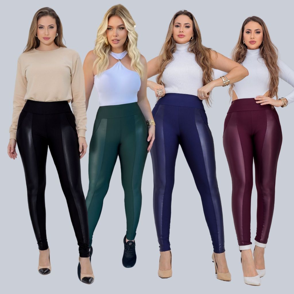Calça Montaria Flanelada com Detalhe em Cirrê - Legging Suplex com Lateral Flanelada Internamente