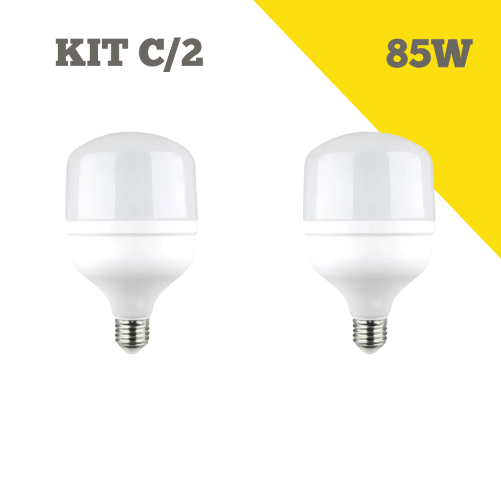 Kit 2 Lâmpadas LED Alta Potência 80W / 85W – Branco Frio 6500K – Soquete E27 em Oferta na Shopee