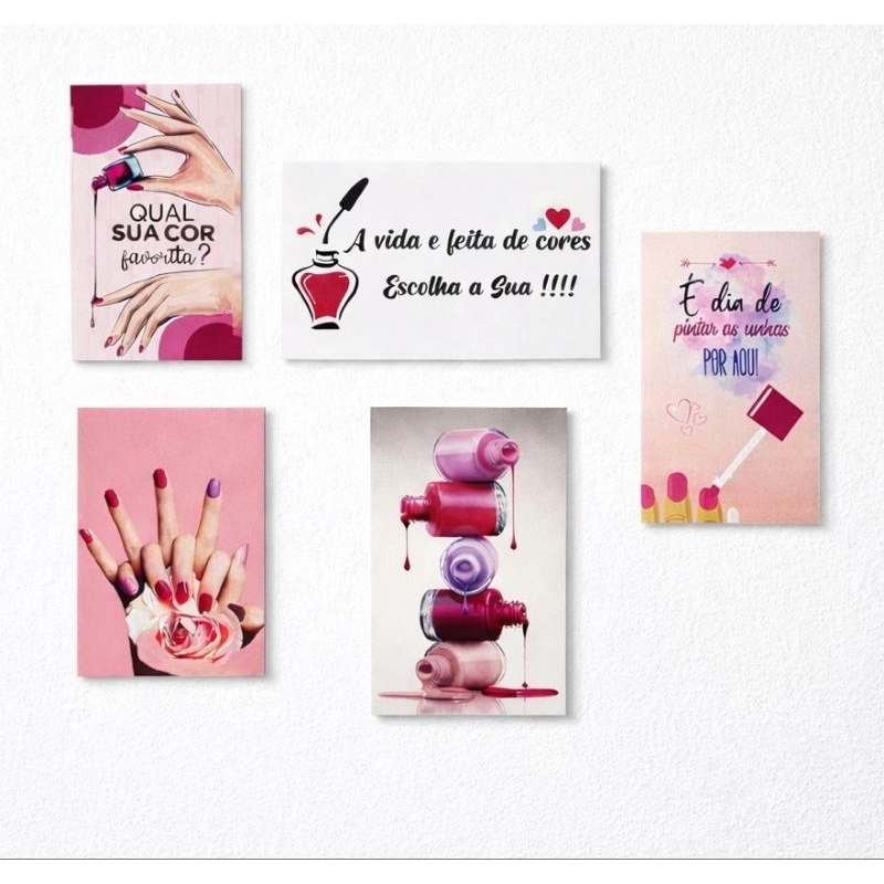 Placa Decorativa MDF 10x15cm para Salão de Beleza | Kit Decorativo Manicure em Oferta na Shopee