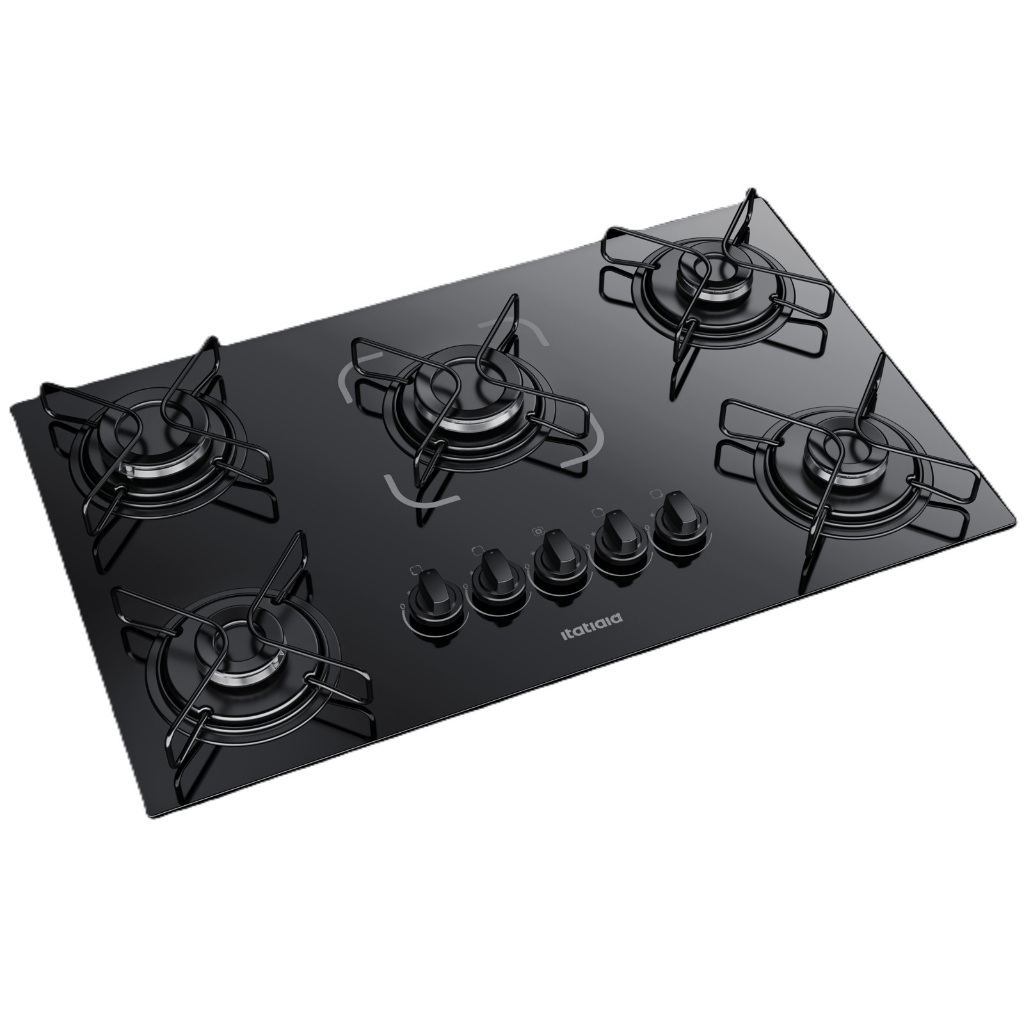 Cooktop Itatiaia Essencial5 Bocas Preto - Bivolt Acendimento automático vidro temperado