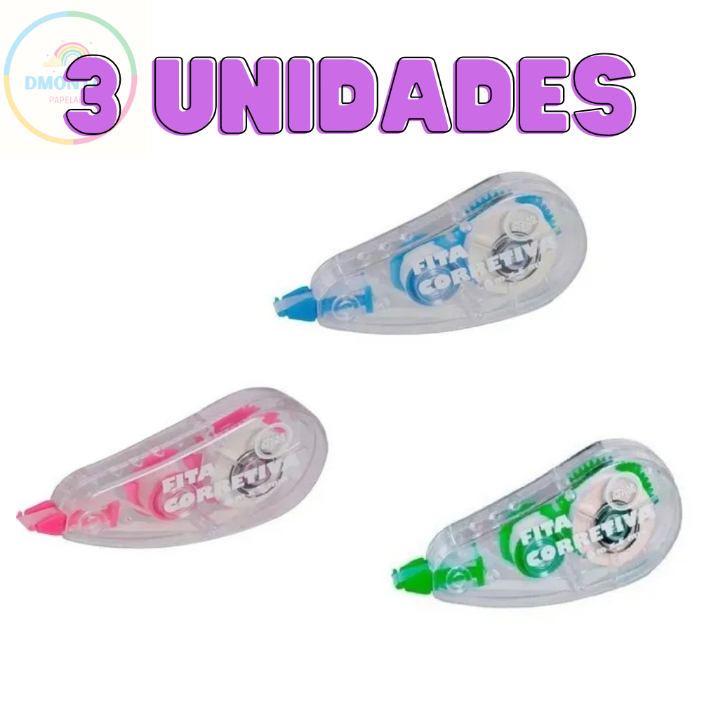 CORRETIVO EM FITA 6MX5MM COR VERDE - LEONORA-3 UNIDADES