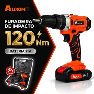 AUXOM Furadeira Parafusadeira de Impacto 21V Profissional 120Nm Kit 29 Peças + Maleta Bivolt em Oferta na Shopee