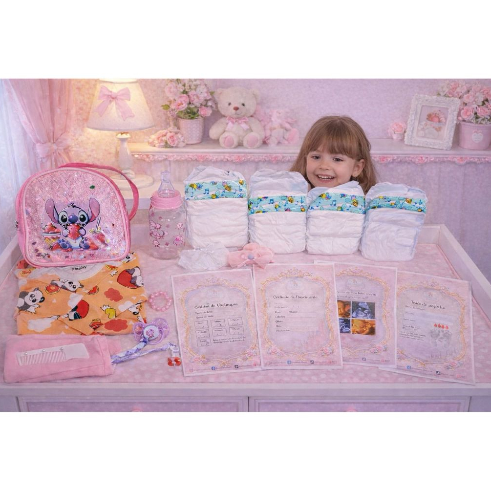 Enxoval Para Bebê Reborn - Com Bolsinha Do Stitch - 18 Peças Oferta