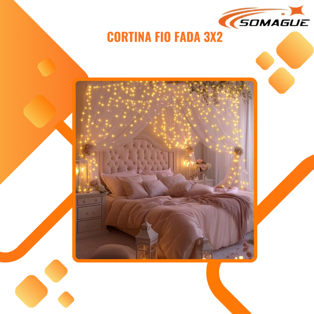 Cortina Led Fixa  Leds 3mx2m Branca Quente Festa E Eventos PRONTA ENTREGA