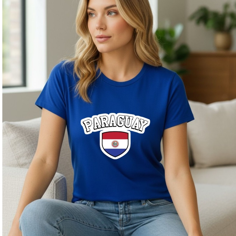 Blusa feminina Paraguay  bandeira Gola Careca baby Look.