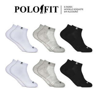 Kit 6 Pares Meias Soquete Cano Curto Baixo Algodão Original Polo Fit em Oferta na Shopee