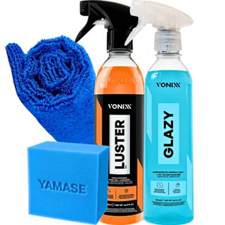 Kit Cera Automotiva Líquida com Carnaúba Luster E Limpa Vidros Com Redutor de Atritos Glazy 500ml Vonixx em Oferta na Shopee