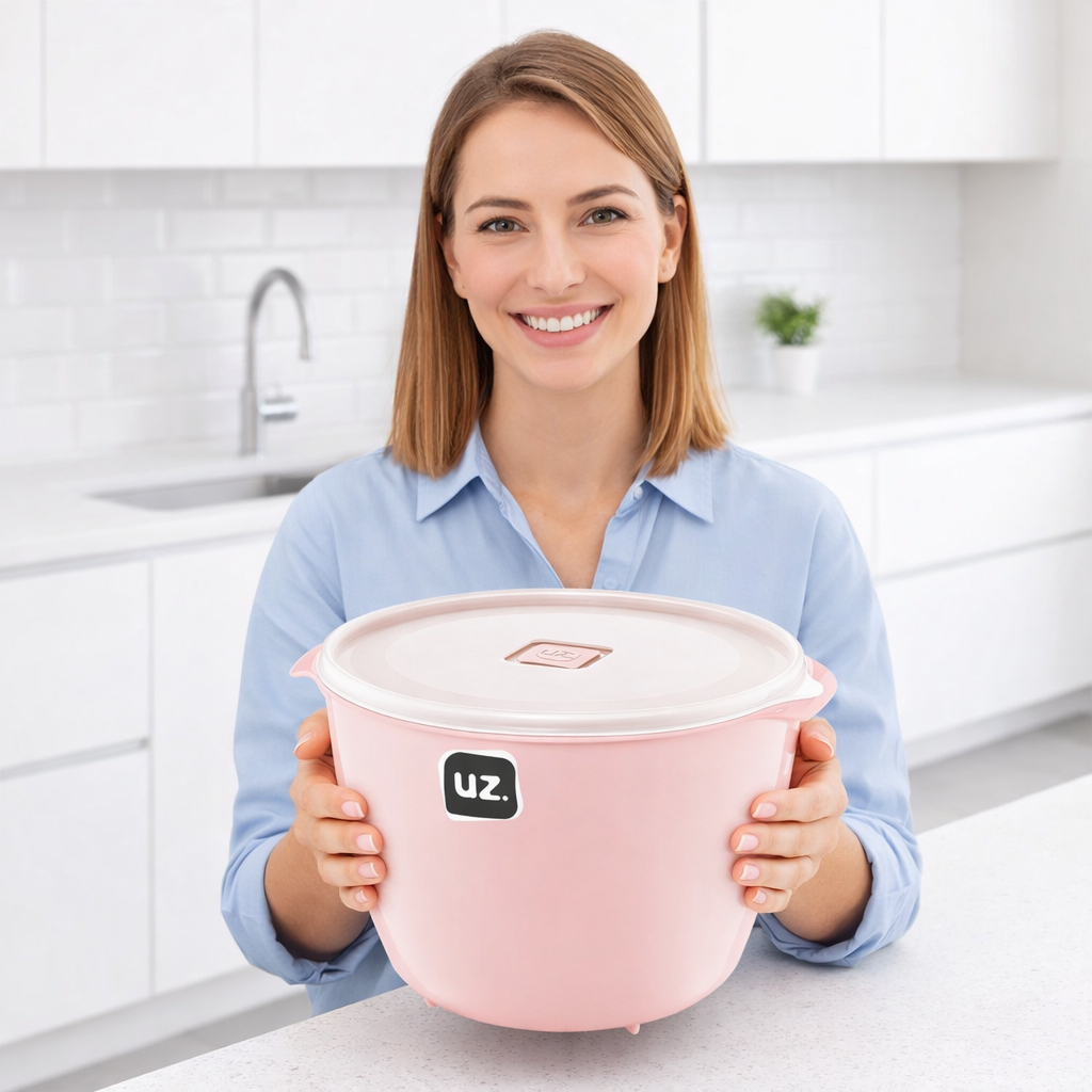Pote Multiuso 5,5 Litros Premium Rosa Cozinha Geladeira Despensa Freezer Organizador Alimentos UZ Utilidades
