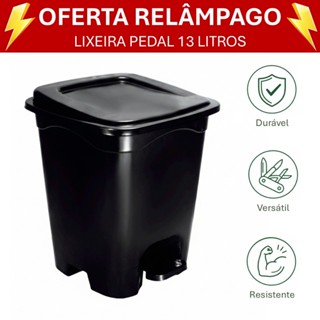 Lixeira Quadrada 13L com Pedal e Tampa | Moderna Resistente para Cozinha Banheiro Escritório em Oferta na Shopee