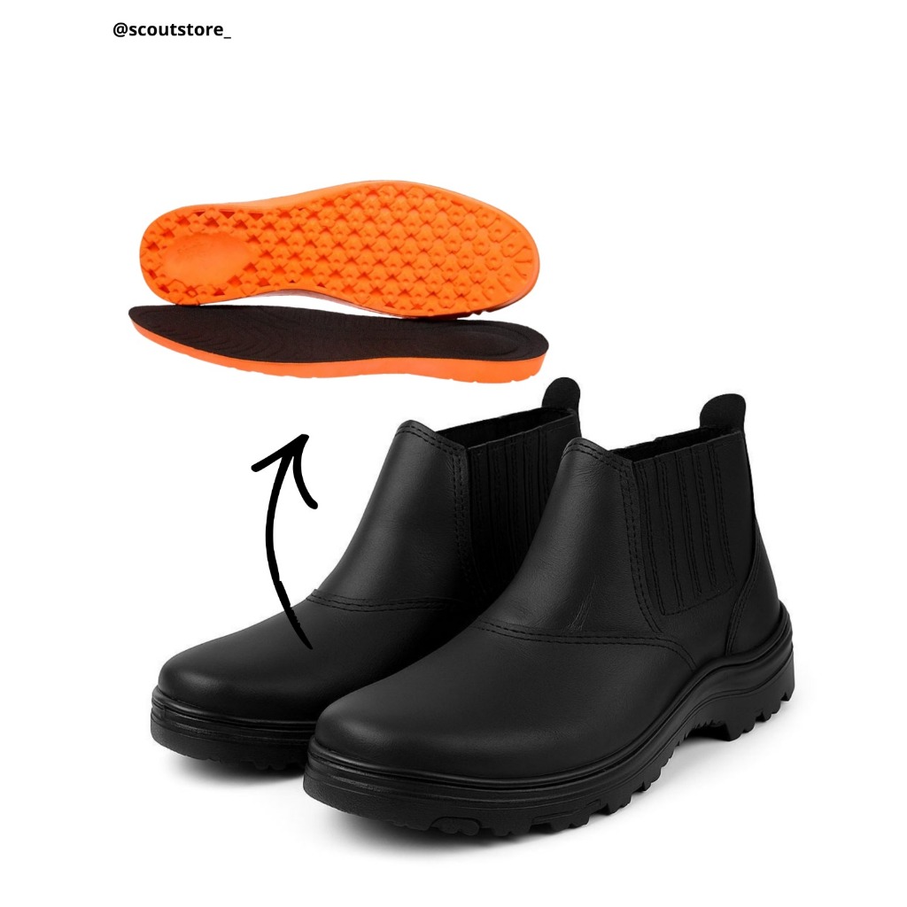 Bota de Segurança em Couro Legitimo e Palmilha Gel para Trabalhos Pesados Unissex com Bico PVC Conforto Durabilidade C.A