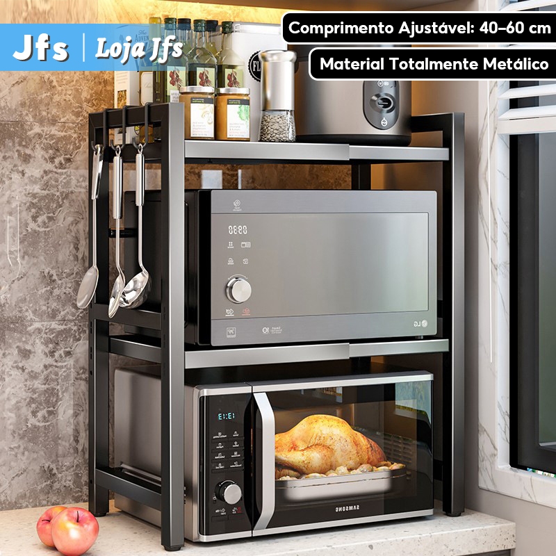 Suporte de Microondas Ajustável em Aço Carbono I Prateleira de 2/3 Camadas I Prateleira de...