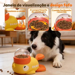 Dispensador Interativo De Comida Para Pets Em Forma De Pato Amarelo, Tigela Lenta para Pets.XHL_ELETRONICOS em Oferta na Shopee