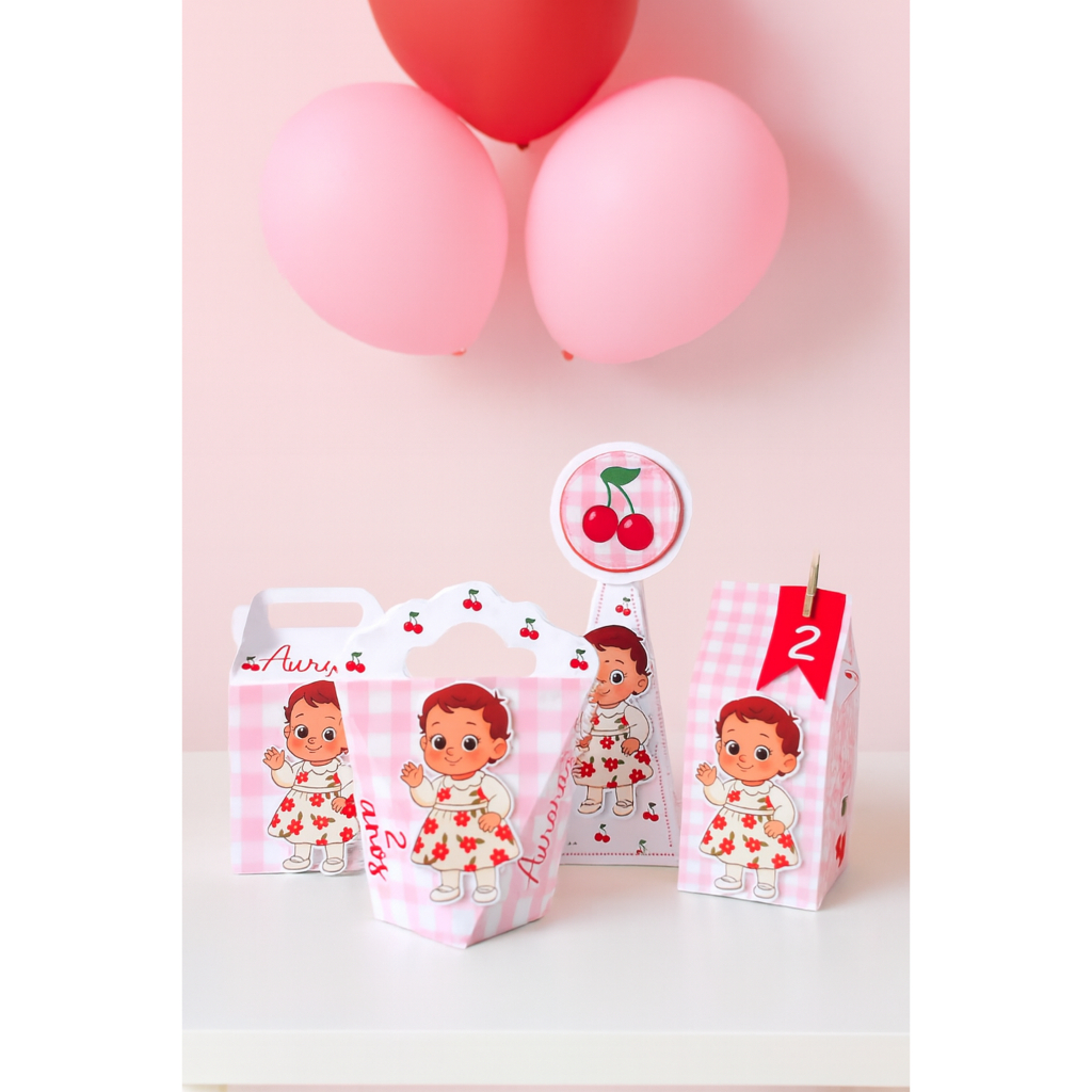 Kit Caixas Personalizadas Cerejinha/ Cereja/ Lembrancinhas de festa Infantil / Aniversário