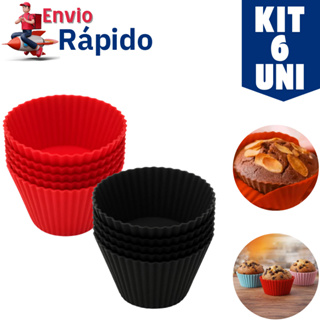 Kit 6 Forma Silicone Cupcake Muffin Forminha Redonda Air Fry Microondas Assadeira Bolinho Doceria em Oferta na Shopee
