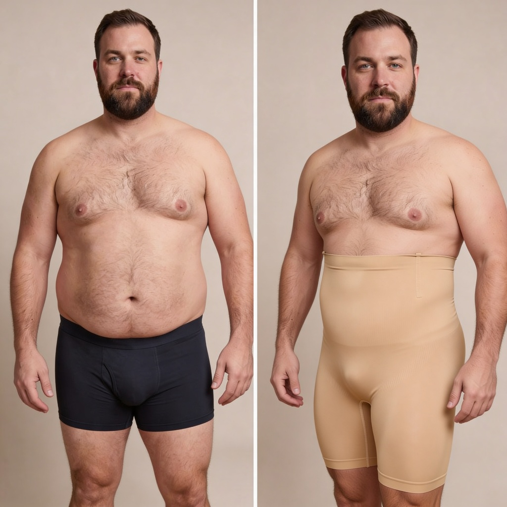 Cinta Bermuda Shorts Modelador Masculina Alta Compressão Homem