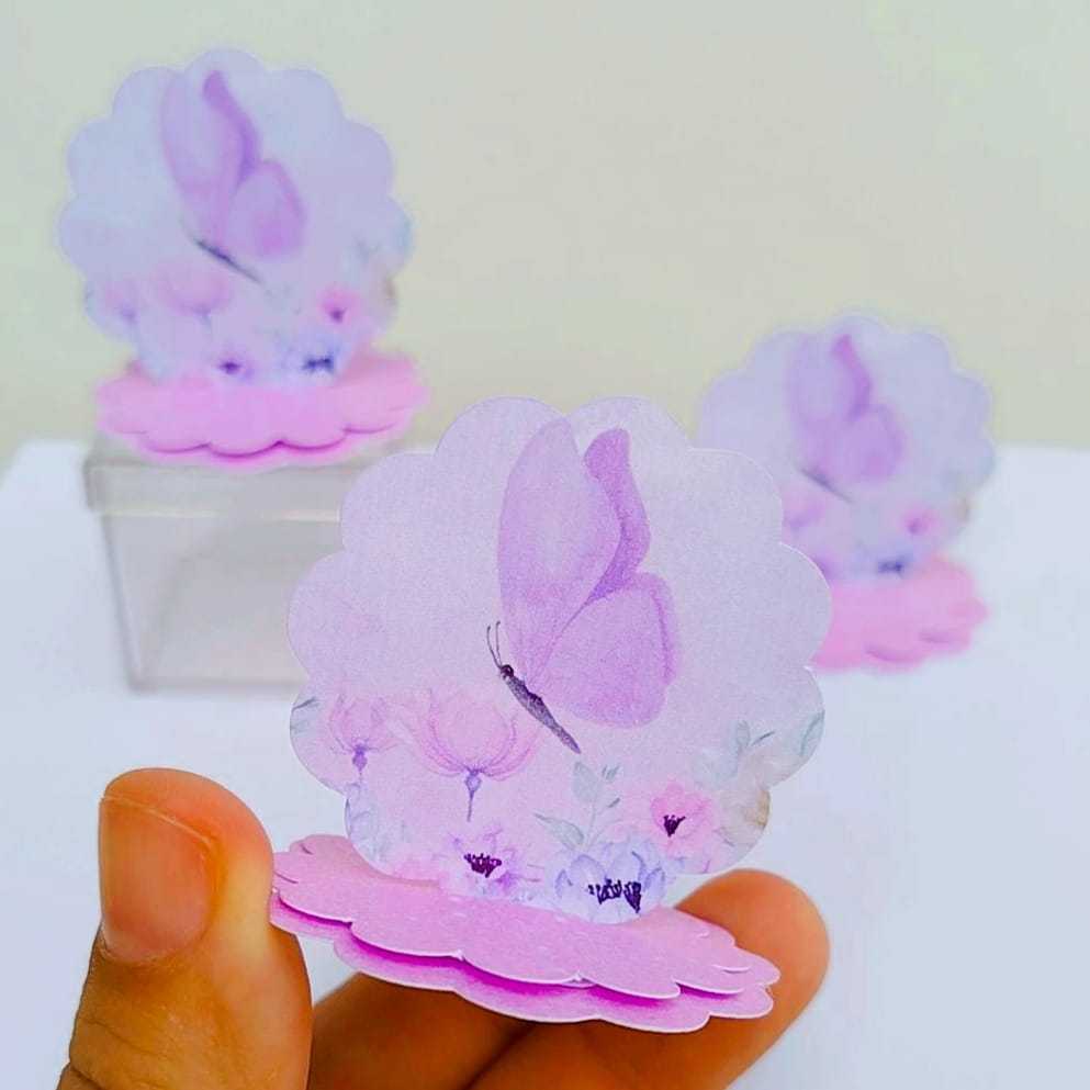 Kit Aplique 3D, 10, 20, 30 ou 40 und. Tag BORBOLETA LILAS Personalizados | Lembrancinhas | Festa infantil | Aniversário