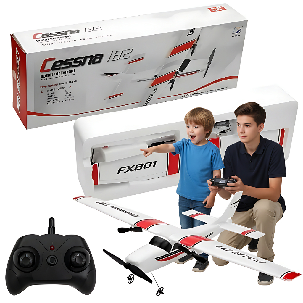 Avião Controle Remoto Cessna 182 FX-801 Aeromodelo Resistente EPP Brinquedo Pronta Entrega Top
