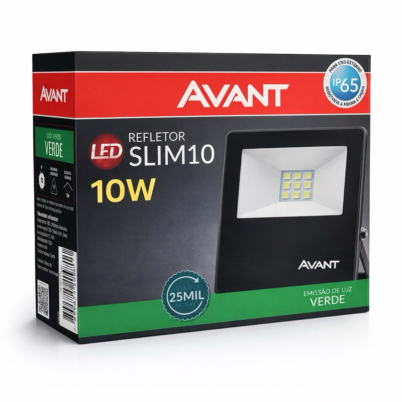 Refletor LED Avant 10W 30W 50W 100W Bivolt IP65 Prova D’Água Luz Ver dSlim Alta Potência Jardim Fachada Área Externa