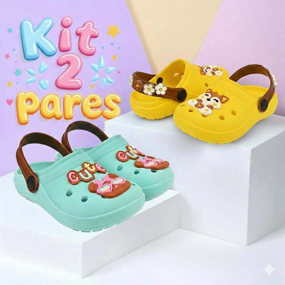 Kit 2 Pares Sandália Infantil Papete Menina Confortável Leve Injetado Antiderrapante Calçados