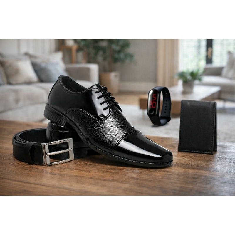 Sapato Social Masculino Confortável Elegante com Carteira Cinto e Relógio DIRETO DA FÁBRICA