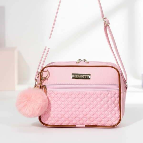 Bolsa Feminina Transversal Com Pom Pom Tira Colo em Oferta na Shopee