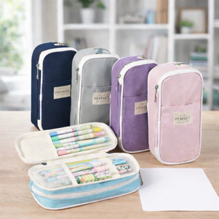 Estojo De Lápis De Tecido De Grande Capacidade Camada/Double Sided Pen Bag Pencil Case/Escolar em Oferta na Shopee