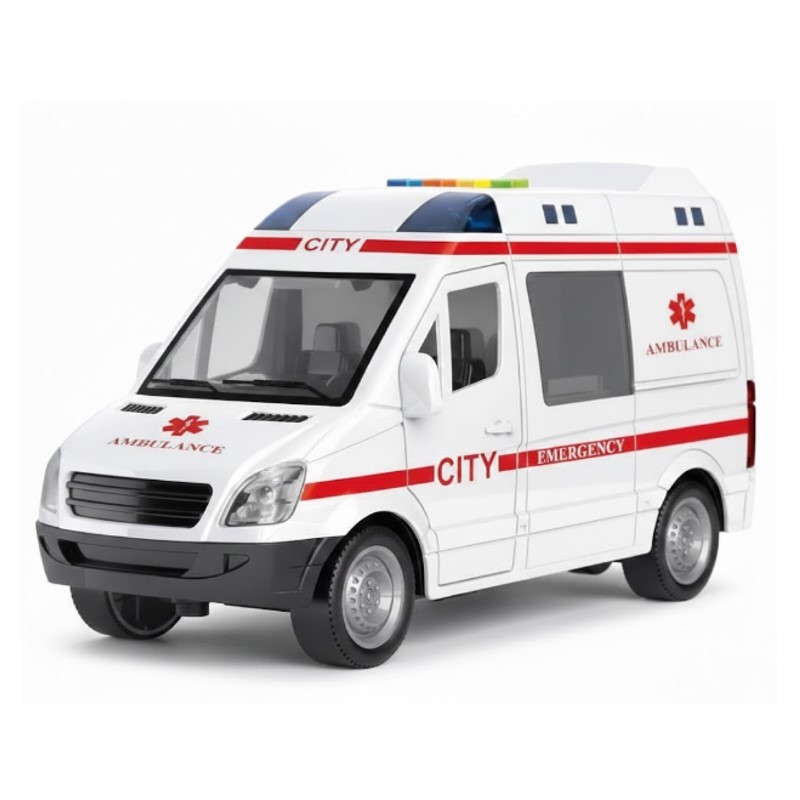 Carro de Ambulância com luz e som 1:16 Fricção - Brink Center