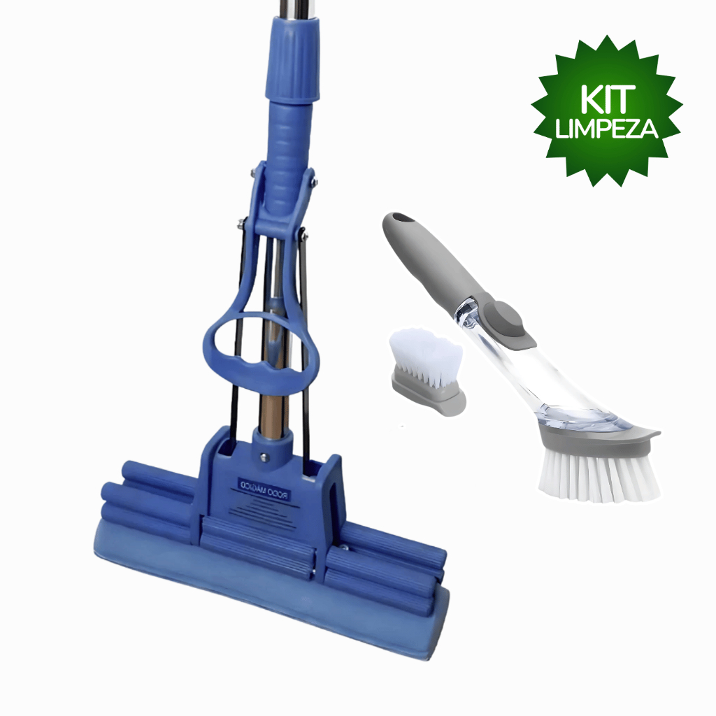 Kit Limpeza Mop Rodo Esponja 2 em 1 e Escova de Limpeza em Oferta na Shopee