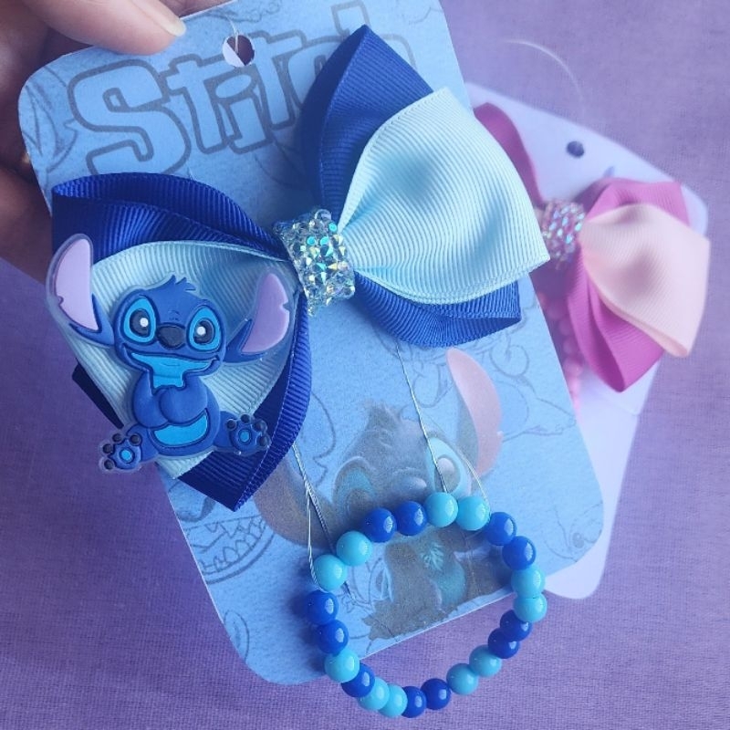 KIT LAÇO STITCH OU ANGEL 9CM |ACESSÓRIO INFANTIL