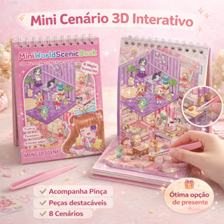 Livro Cenário 3D com Pinça | Miniatura DIY Interativa | Livro de Adesivos 3D 16 Páginas Presente Criativo em Oferta na Shopee