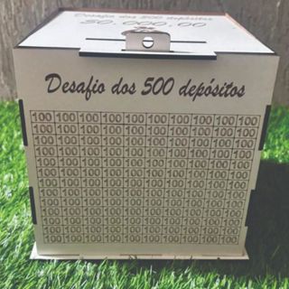 Cofre Desafio 50 Mil em 500 Depósitos Caixa Para Guardar Dinheiro Com Alça De Cadeado Em MDF Branco em Oferta na Shopee