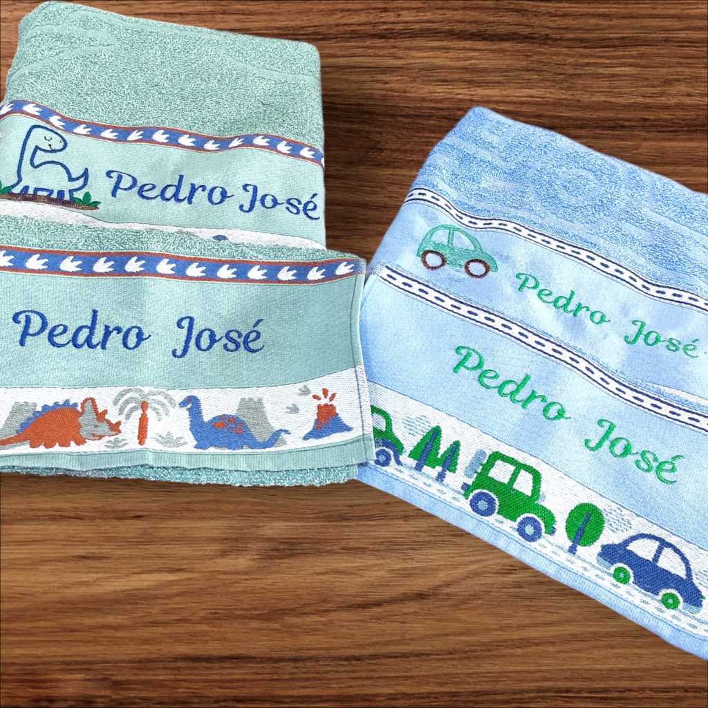 Toalhas Infantis kit (banho +Lavabo) com o Nome bordado/Presente/Valletex