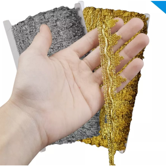 Galão Passamanaria - Ref:Galao-05- 25mm- Rolo C/10 Mt -Metalizado Ouro e Prata em Oferta na Shopee