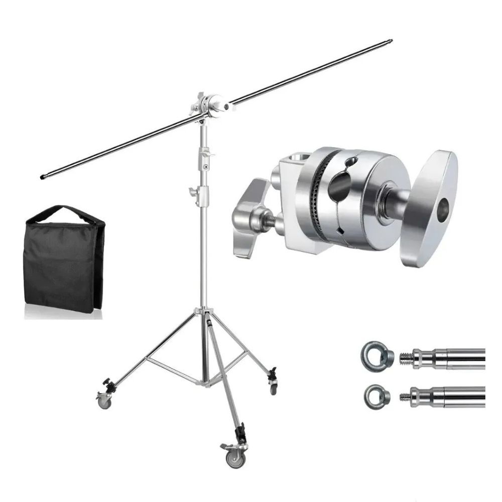 Tripé Estudio Inox Girafa Com Articulação Rodinhas E C/peso