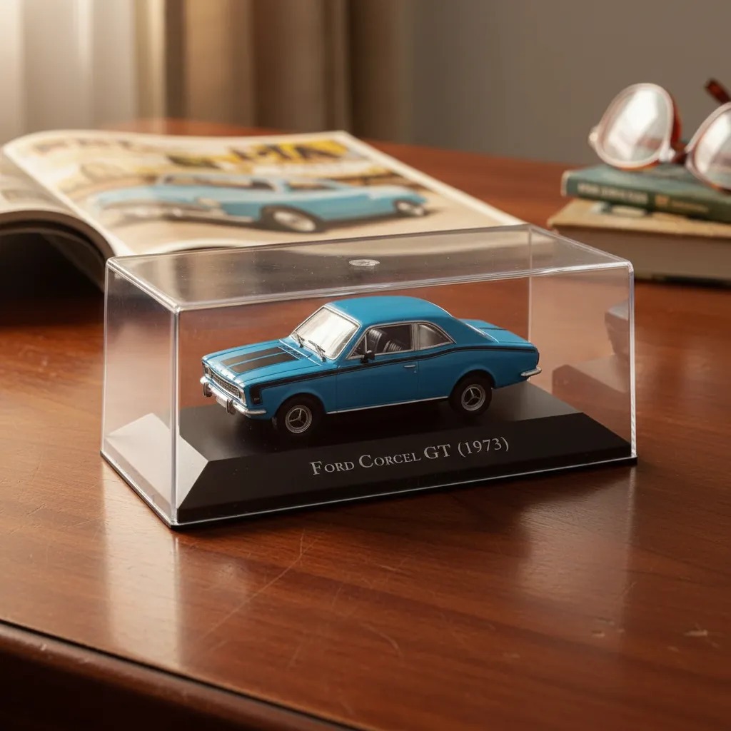 Miniatura Ford Corcel Gt 1973 Colecionador Metal Escala 1/43 Azul com caixa de Acrilico