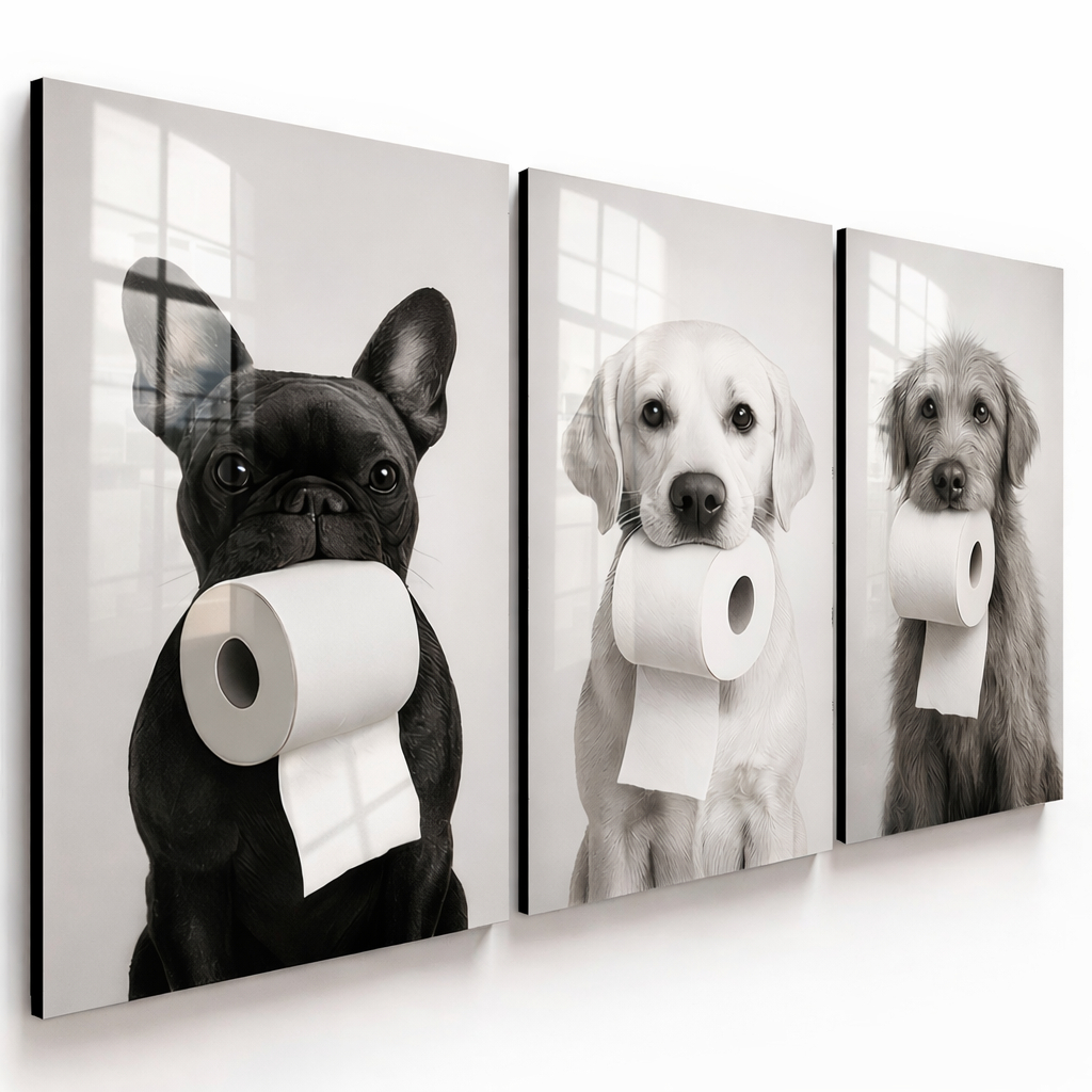 Kit 3 Quadros Decorativos 20x30 de Cachorros no Banheiro toalete Lavanderia Dogs Pet em Oferta na Shopee
