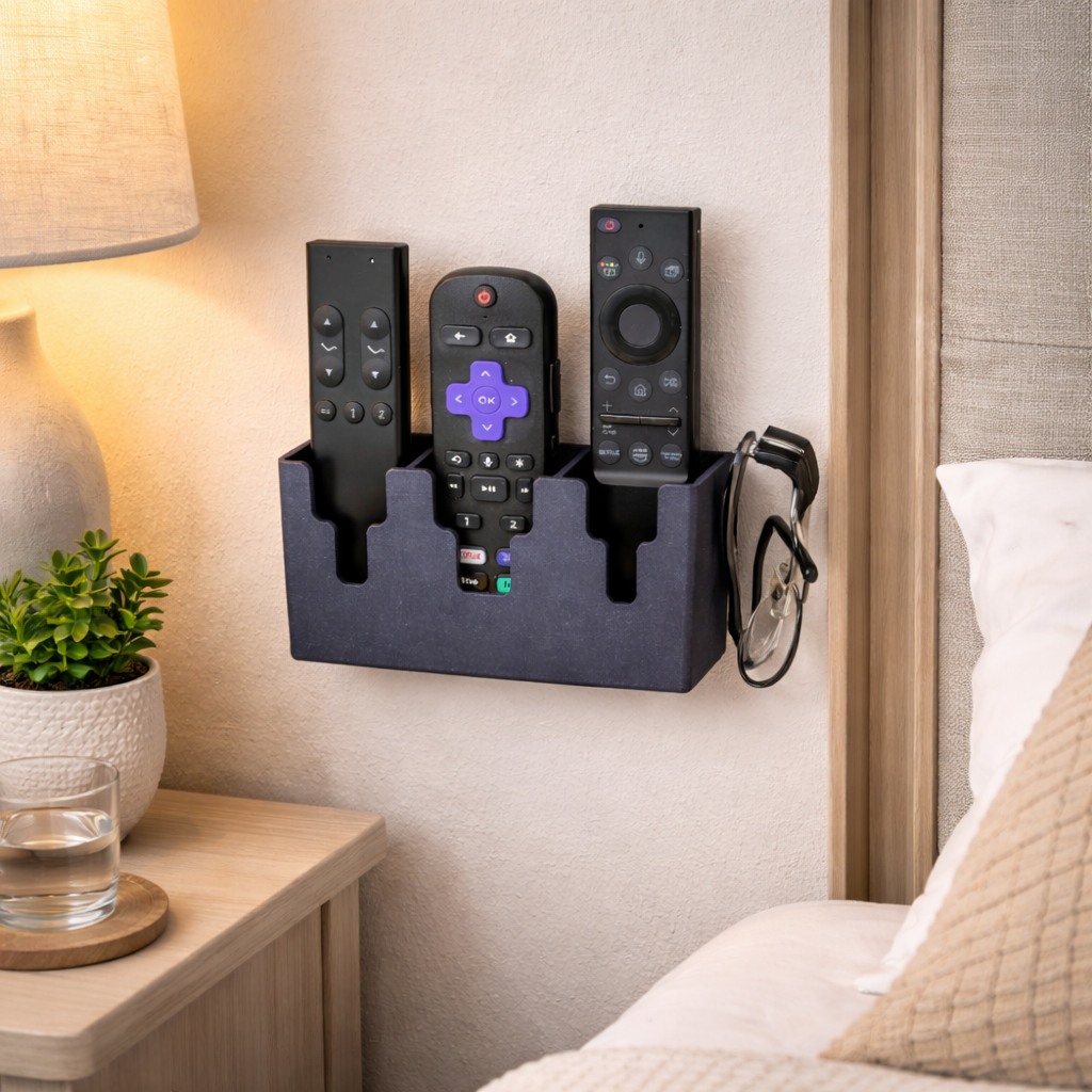 Suporte de Parede com Compartimento Para Controle Remoto TV Ar Condicionado Óculos e Máquina Barba