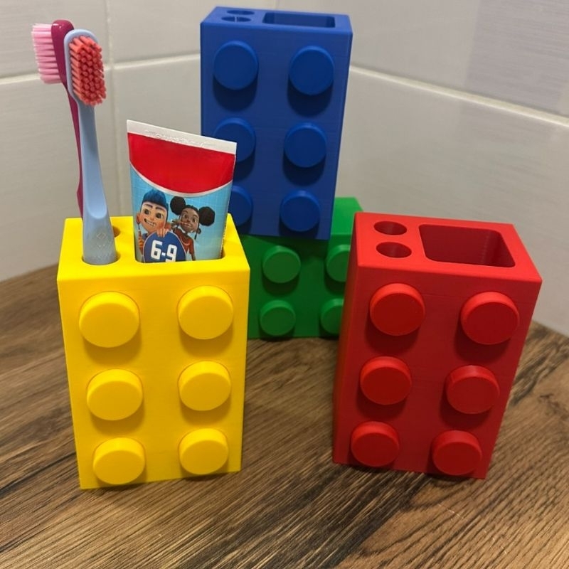 🦷✨ Suporte Infantil Escova e Pasta – Porta Escova Bloco Colorido ✨🦷