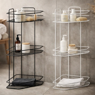 Kit De 01 Até 02 Suportes Cantoneira De Banheiro 3 Níveis Porta Shampoo Condicionador Preto+Branco em Oferta na Shopee