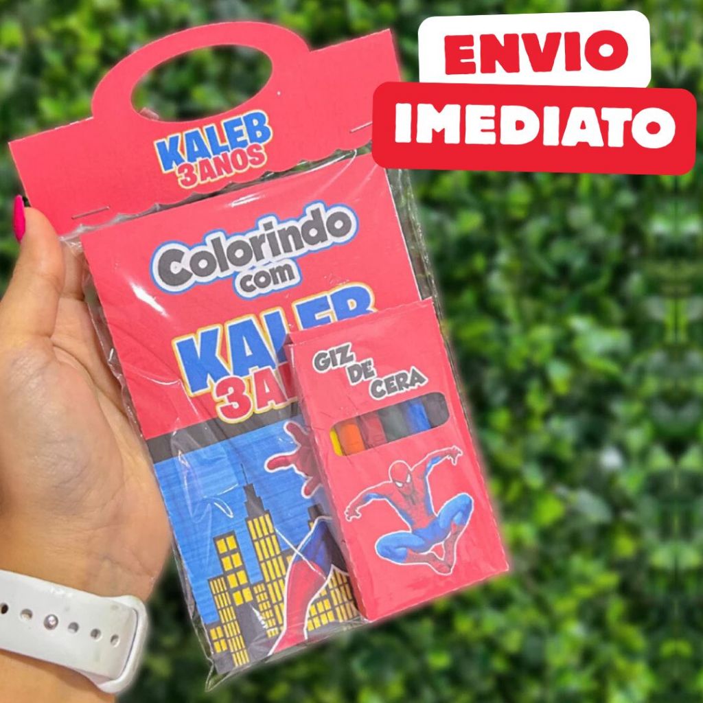 ENVIO RÁPIDO Kit Colorir Giz de Cera Homem Aranha Personalizado | Lembrancinha  Aniversário Pintura