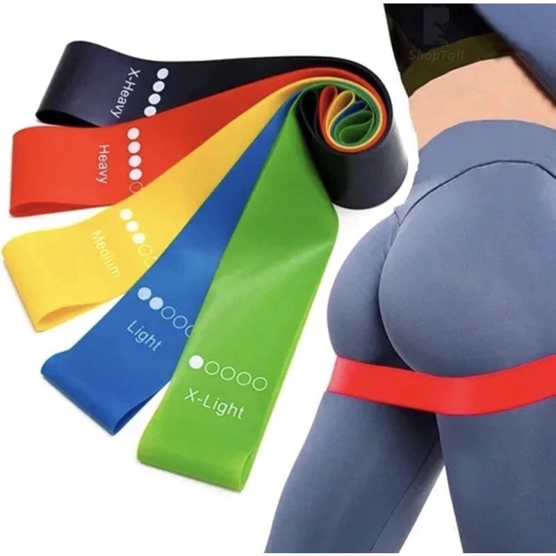 Conjunto 5 Faixas Elásticas Mini Band – Treino em Casa, Funcional e Fisioterapia